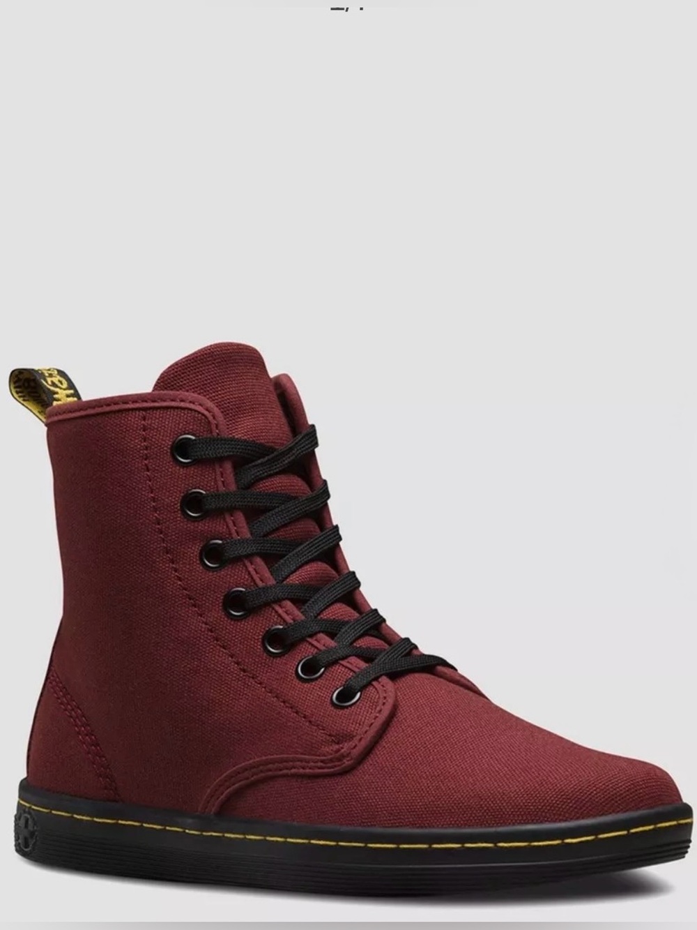 Dr.Martens Shoreditch 8 Canvas 7-Eye LaceUp Boots Combat Hi Top Cherry Red Black